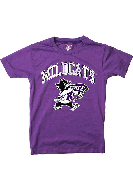 Boys Purple K-State Wildcats Vintage Arch Mascot Short Sleeve T-Shirt