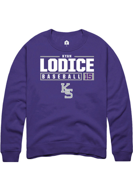 Kyan Lodice Rally Mens Purple K-State Wildcats NIL Stacked Box Crew Sweatshirt