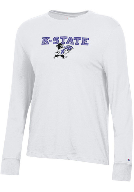 Womens K-State Wildcats White Champion Core Willie LS Tee