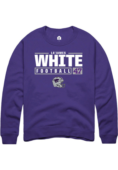 La’James White Rally Mens Purple K-State Wildcats NIL Stacked Box Crew Sweatshirt