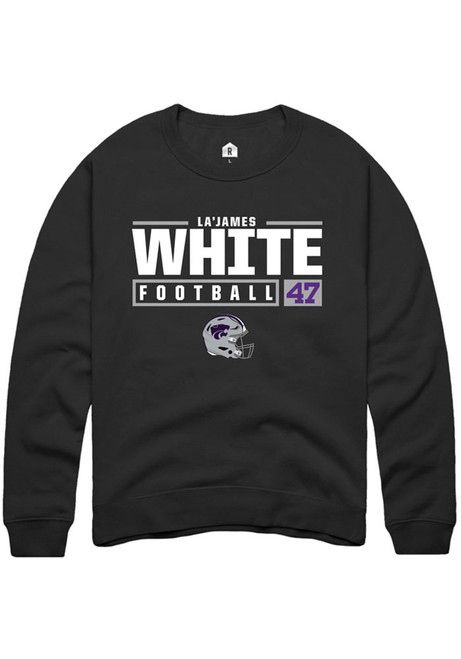 La’James White Rally Mens Black K-State Wildcats NIL Stacked Box Crew Sweatshirt