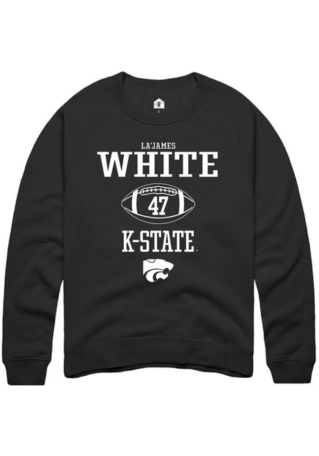 La’James White Rally Mens Black K-State Wildcats NIL Sport Icon Crew Sweatshirt