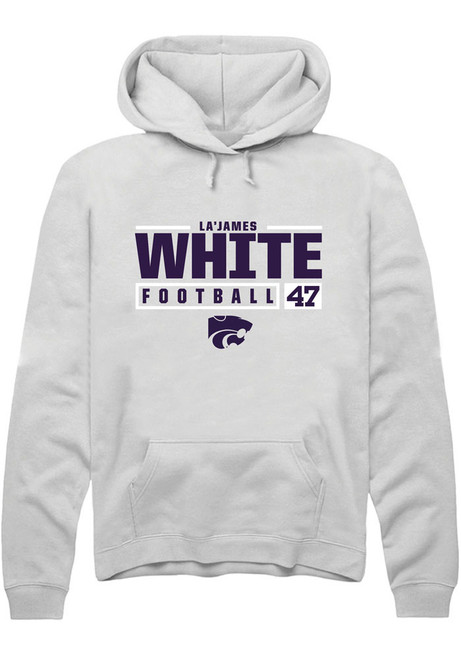 La’James White Rally Mens White K-State Wildcats NIL Stacked Box Hooded Sweatshirt