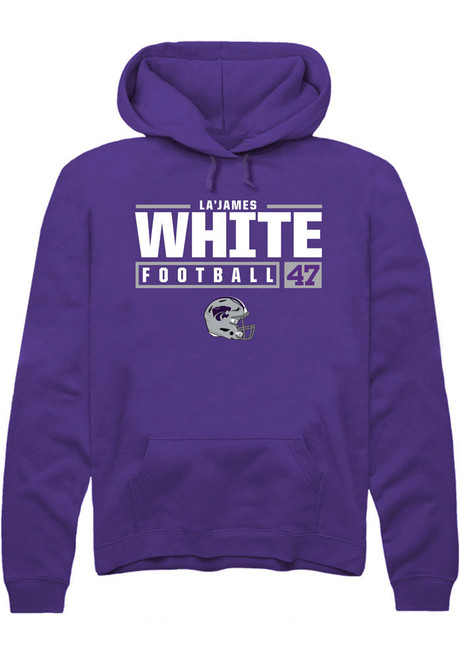 La’James White Rally Mens Purple K-State Wildcats NIL Stacked Box Hooded Sweatshirt