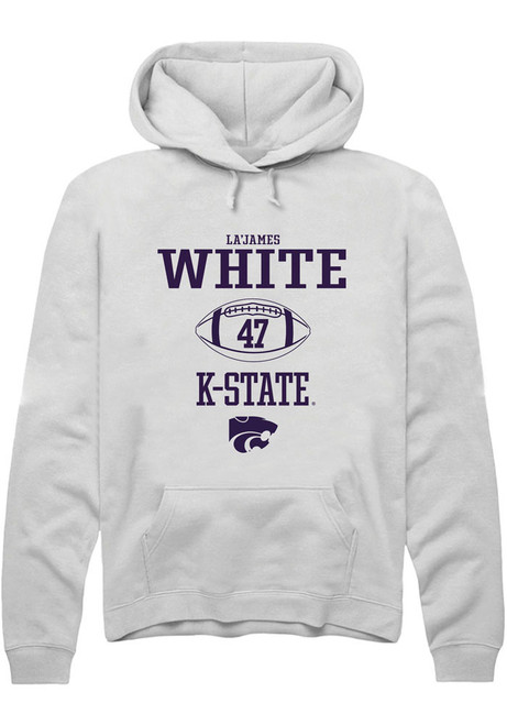 La’James White Rally Mens White K-State Wildcats NIL Sport Icon Hooded Sweatshirt