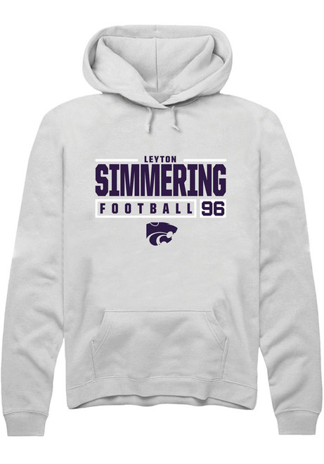 Leyton Simmering Rally Mens White K-State Wildcats NIL Stacked Box Hooded Sweatshirt