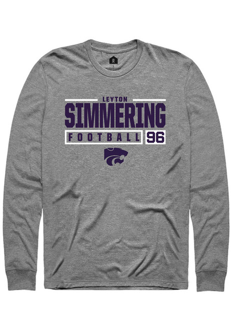 Leyton Simmering Rally Mens Graphite K-State Wildcats NIL Stacked Box Tee