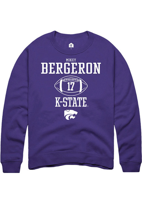 Mikey Bergeron Rally Mens Purple K-State Wildcats NIL Sport Icon Crew Sweatshirt