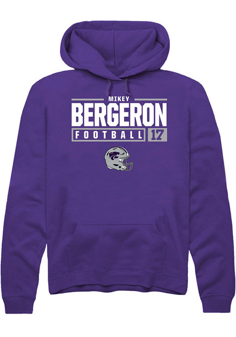 Mikey Bergeron Rally Mens Purple K-State Wildcats NIL Stacked Box Hooded Sweatshirt