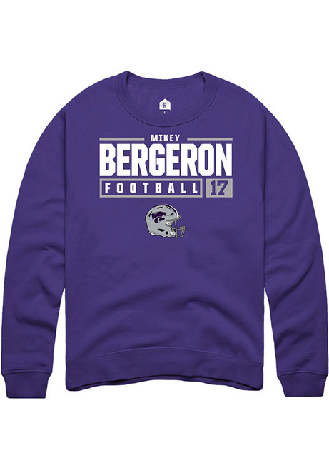 Mikey Bergeron Rally Mens Purple K-State Wildcats NIL Stacked Box Crew Sweatshirt