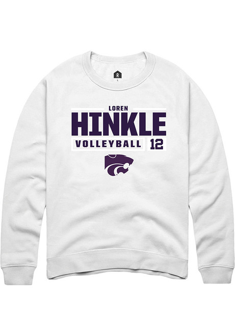 Loren Hinkle Rally Mens White K-State Wildcats NIL Stacked Box Crew Sweatshirt