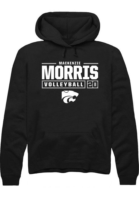 Mackenzie Morris Rally Mens Black K-State Wildcats NIL Stacked Box Hooded Sweatshirt