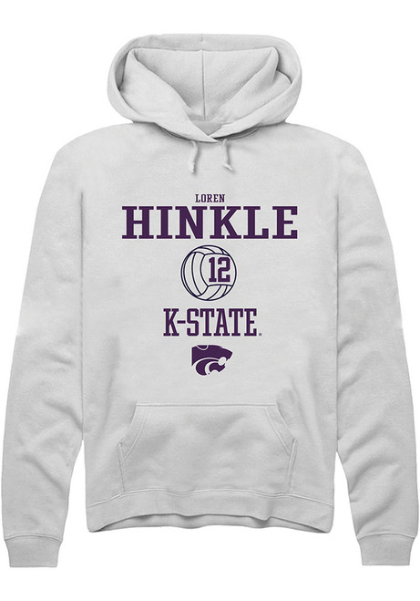 Loren Hinkle Rally Mens White K-State Wildcats NIL Sport Icon Hooded Sweatshirt