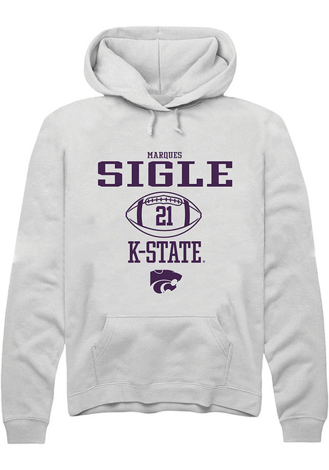 Marques Sigle Rally Mens White K-State Wildcats NIL Sport Icon Hooded Sweatshirt