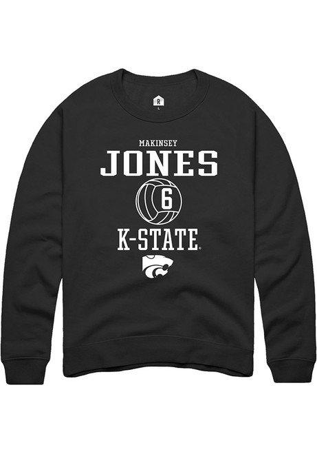 Makinsey Jones Rally Mens Black K-State Wildcats NIL Sport Icon Crew Sweatshirt