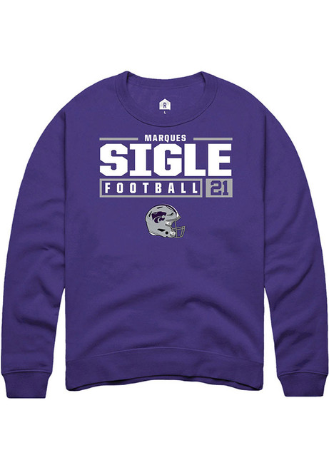 Marques Sigle Rally Mens Purple K-State Wildcats NIL Stacked Box Crew Sweatshirt