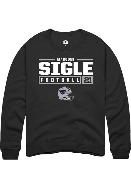 Marques Sigle Rally Mens Black K-State Wildcats NIL Stacked Box Crew Sweatshirt