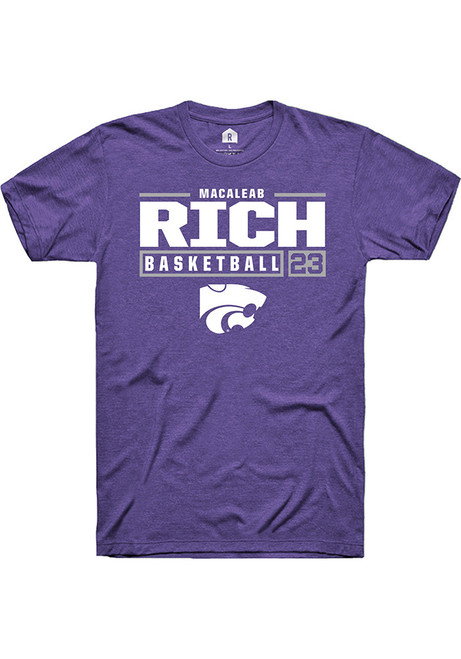 Macaleab Rich Purple K-State Wildcats NIL Stacked Box Short Sleeve T Shirt