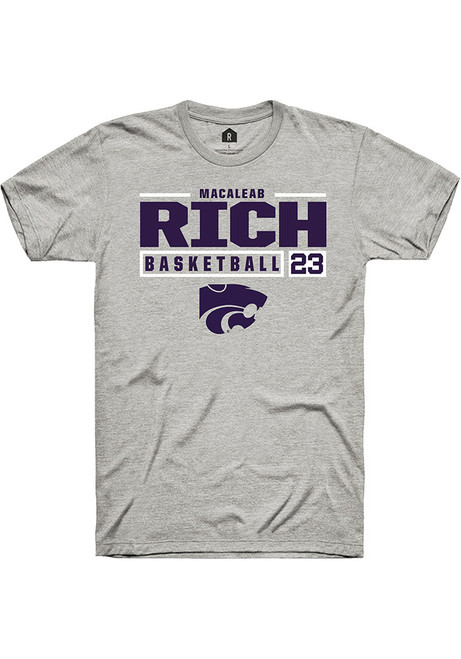 Macaleab Rich Ash K-State Wildcats NIL Stacked Box Short Sleeve T Shirt