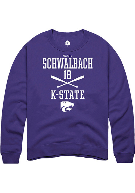 Mason Schwalbach Rally Mens Purple K-State Wildcats NIL Sport Icon Crew Sweatshirt