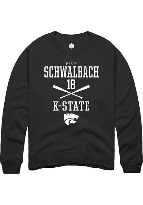 Mason Schwalbach Rally Mens Black K-State Wildcats NIL Sport Icon Crew Sweatshirt