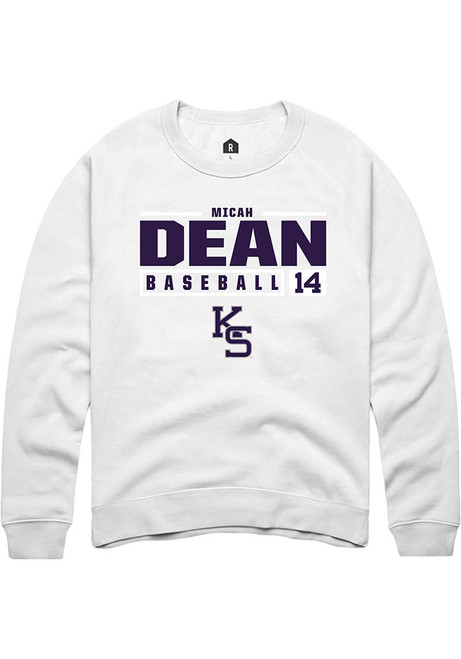 Micah Dean Rally Mens White K-State Wildcats NIL Stacked Box Crew Sweatshirt