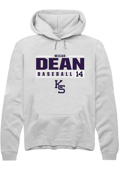 Micah Dean Rally Mens White K-State Wildcats NIL Stacked Box Hooded Sweatshirt