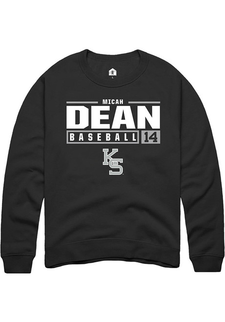 Micah Dean Rally Mens Black K-State Wildcats NIL Stacked Box Crew Sweatshirt