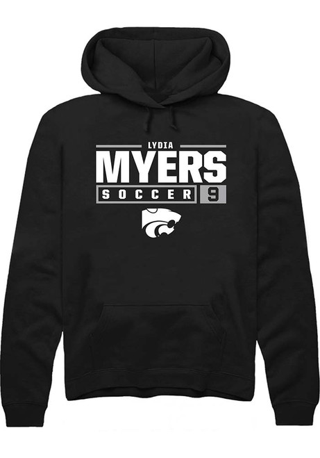 Lydia Myers Rally Mens Black K-State Wildcats NIL Stacked Box Hooded Sweatshirt
