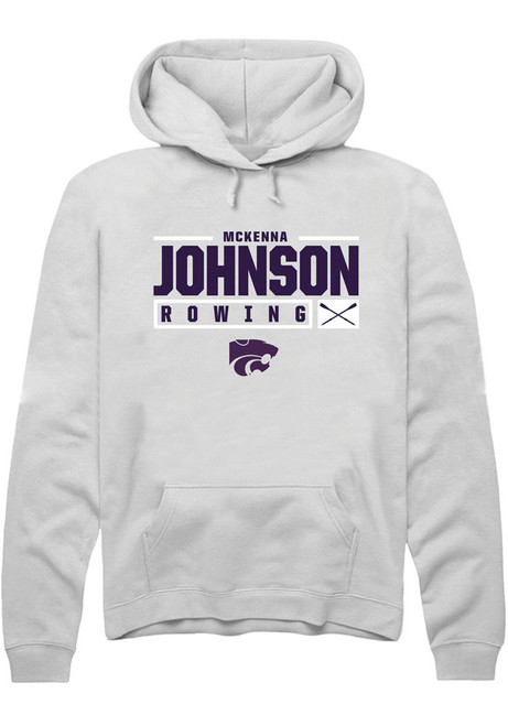 McKenna Johnson Rally Mens White K-State Wildcats NIL Stacked Box Hooded Sweatshirt