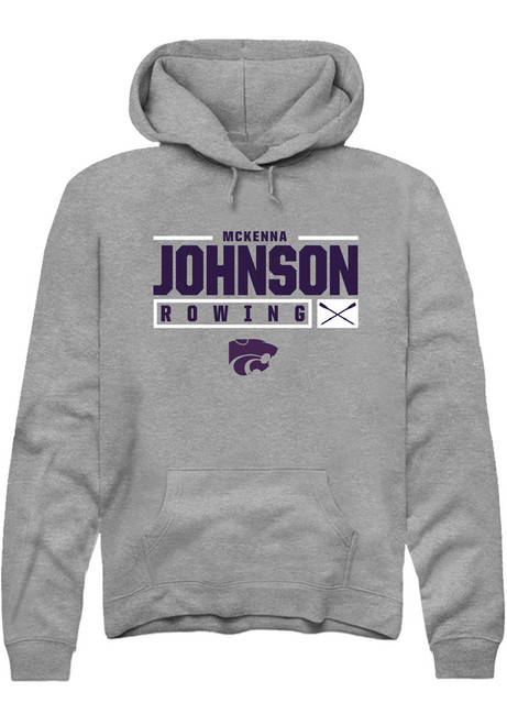 McKenna Johnson Rally Mens Graphite K-State Wildcats NIL Stacked Box Hooded Sweatshirt