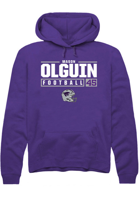 Mason Olguin Rally Mens Purple K-State Wildcats NIL Stacked Box Hooded Sweatshirt