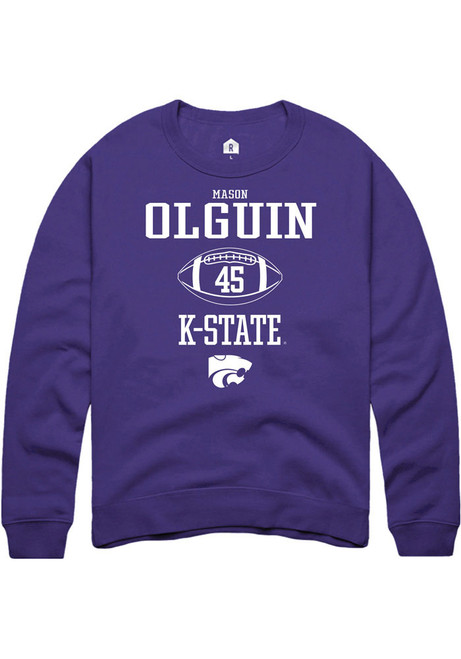 Mason Olguin Rally Mens Purple K-State Wildcats NIL Sport Icon Crew Sweatshirt