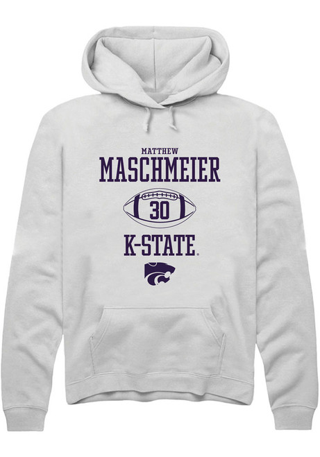 Matthew Maschmeier Rally Mens White K-State Wildcats NIL Sport Icon Hooded Sweatshirt