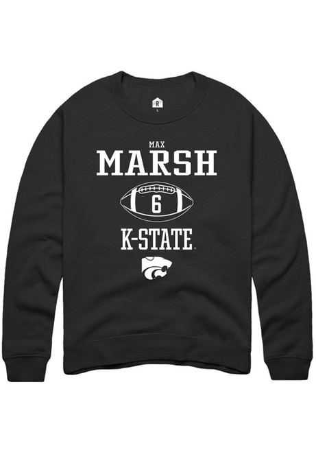 Max Marsh Rally Mens Black K-State Wildcats NIL Sport Icon Crew Sweatshirt