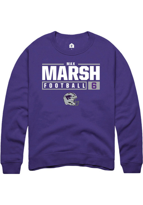 Max Marsh Rally Mens Purple K-State Wildcats NIL Stacked Box Crew Sweatshirt