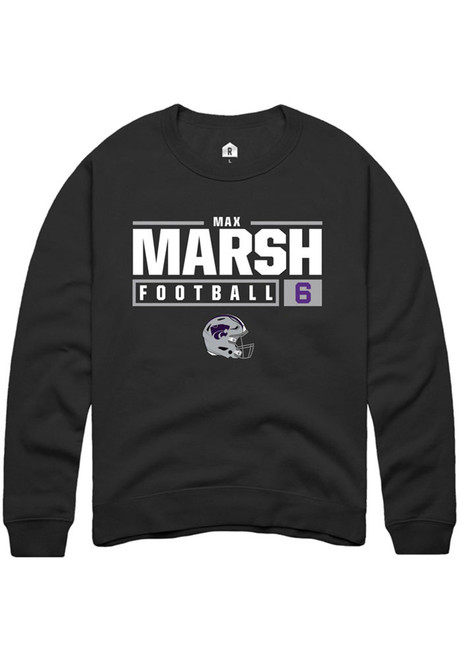 Max Marsh Rally Mens Black K-State Wildcats NIL Stacked Box Crew Sweatshirt