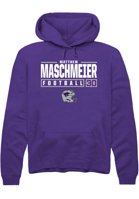 Matthew Maschmeier Rally Mens Purple K-State Wildcats NIL Stacked Box Hooded Sweatshirt