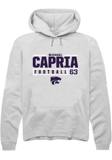 Michael Capria Rally Mens White K-State Wildcats NIL Stacked Box Hooded Sweatshirt