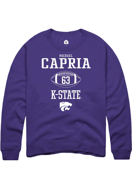 Michael Capria Rally Mens Purple K-State Wildcats NIL Sport Icon Crew Sweatshirt
