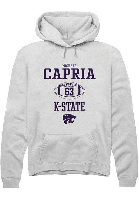 Michael Capria Rally Mens White K-State Wildcats NIL Sport Icon Hooded Sweatshirt