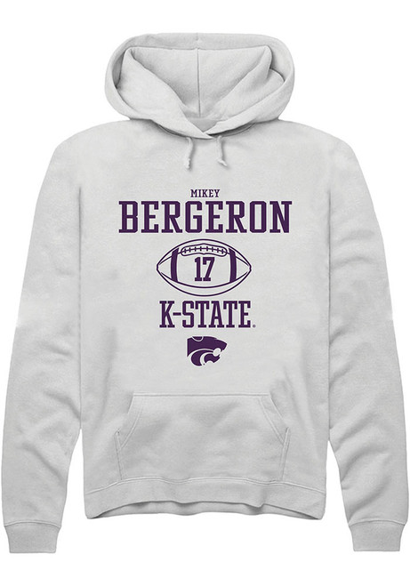Mikey Bergeron Rally Mens White K-State Wildcats NIL Sport Icon Hooded Sweatshirt