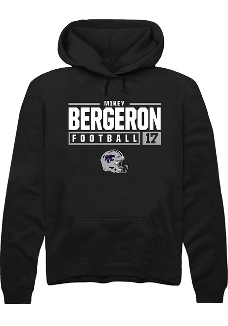 Mikey Bergeron Rally Mens Black K-State Wildcats NIL Stacked Box Hooded Sweatshirt