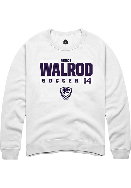 Reece Walrod Rally Mens White K-State Wildcats NIL Stacked Box Crew Sweatshirt