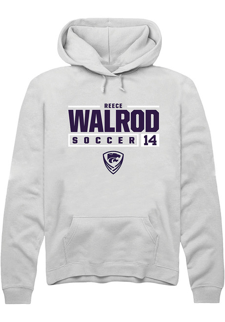 Reece Walrod Rally Mens White K-State Wildcats NIL Stacked Box Hooded Sweatshirt