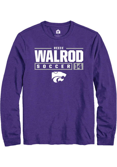 Reece Walrod Rally Mens Purple K-State Wildcats NIL Stacked Box Tee