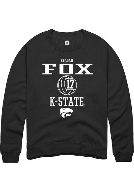 Reagan Fox Rally Mens Black K-State Wildcats NIL Sport Icon Crew Sweatshirt