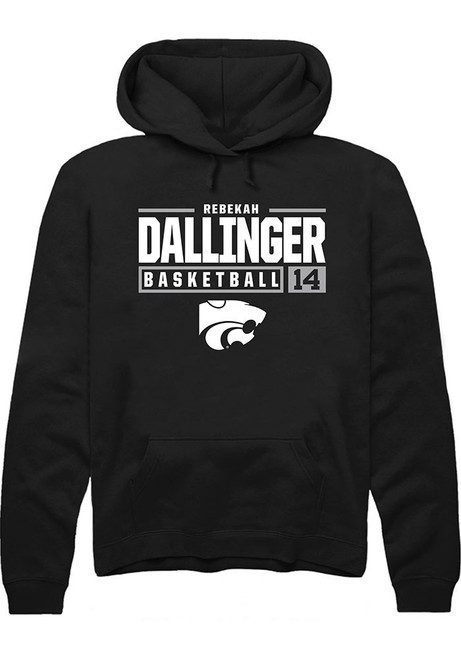 Rebekah Dallinger Rally Mens Black K-State Wildcats NIL Stacked Box Hooded Sweatshirt