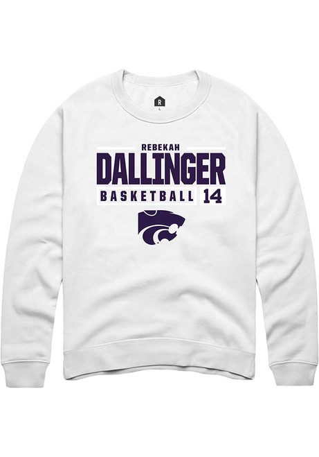 Rebekah Dallinger Rally Mens White K-State Wildcats NIL Stacked Box Crew Sweatshirt