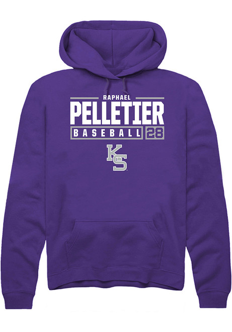 Raphael Pelletier Rally Mens Purple K-State Wildcats NIL Stacked Box Hooded Sweatshirt